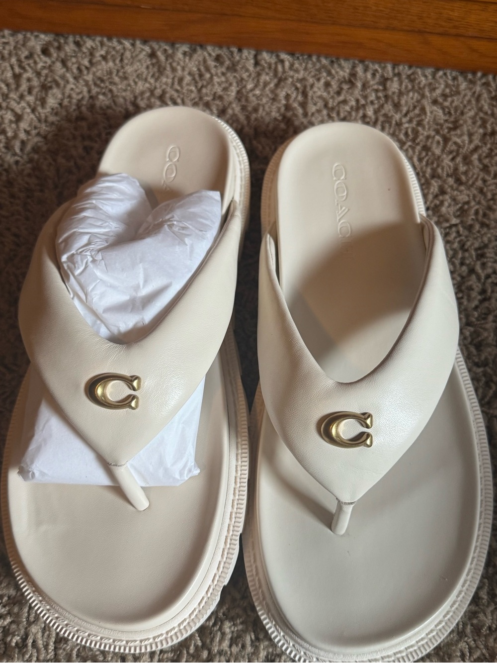 Coach Bryan Women's Thong Sandals with Gold Accent/ color chalk - Picture 5 of 10
